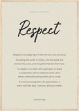 Respect Word of Intention Framed print A2 (42 x 59.4 cm) Wood frame Linen paper