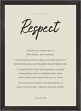 Respect Word of Intention Framed print A3 (29.7 x 42 cm) Black frame Linen paper