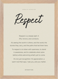 Respect Word of Intention Framed print A3 (29.7 x 42 cm) Wood frame Linen paper