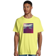 Serenity Indigo Sky Organic Men's Oversized T-shirt Light Yellow model front