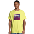 Serenity Indigo Sky Organic Men's Oversized T-shirt Light Yellow model front