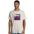 Serenity Indigo Sky Organic Men's Oversized T-shirt Off White model front