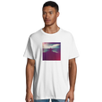 Serenity Indigo Sky Organic Men's Oversized T-shirt White model front