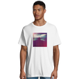 Serenity Indigo Sky Organic Men's Oversized T-shirt White model front