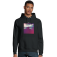 Serenity Indigo Sky Organic Unisex Hoodie Black model front