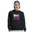 Serenity Indigo Sky Organic Unisex Hoodie Black second model front