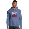 Serenity Indigo Sky Organic Unisex Hoodie Blue model front
