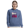 Serenity Indigo Sky Organic Unisex Hoodie Blue second model front