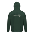 Serenity Indigo Sky Organic Unisex Hoodie Bottle Green flat back