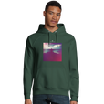 Serenity Indigo Sky Organic Unisex Hoodie Bottle Green model front