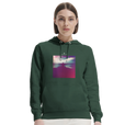 Serenity Indigo Sky Organic Unisex Hoodie Bottle Green second model front