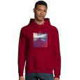 Serenity Indigo Sky Organic Unisex Hoodie Burgundy model front