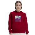 Serenity Indigo Sky Organic Unisex Hoodie Burgundy second model front
