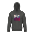 Serenity Indigo Sky Organic Unisex Hoodie charcoal melange flat front