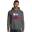 Serenity Indigo Sky Organic Unisex Hoodie charcoal melange model front