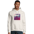 Serenity Indigo Sky Organic Unisex Hoodie Off White model front