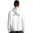 Serenity Indigo Sky Organic Unisex Hoodie White model back