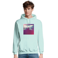 Serenity Indigo Sky Recycled Blend Unisex Hoodie arctic blue model front