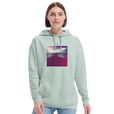 Serenity Indigo Sky Recycled Blend Unisex Hoodie creamy green second model front