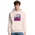 Serenity Indigo Sky Recycled Blend Unisex Hoodie creamy pink model front