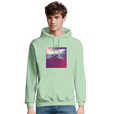 Serenity Indigo Sky Recycled Blend Unisex Hoodie frozen green model front