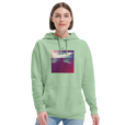 Serenity Indigo Sky Recycled Blend Unisex Hoodie frozen green second model front