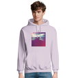 Serenity Indigo Sky Recycled Blend Unisex Hoodie lilak model front