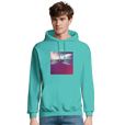 Serenity Indigo Sky Recycled Blend Unisex Hoodie pool blue model front