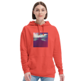 Serenity Indigo Sky Recycled Blend Unisex Hoodie pop orange second model front
