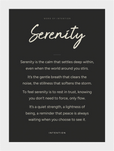 Serenity Word of Intention Framed print 13x18 cm / 5x7″ White frame Carbon paper