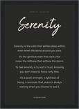 Serenity Word of Intention Framed print 21x29.7 cm / 8x12" Black frame Carbon paper