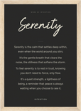 Serenity Word of Intention Framed print 21x29.7 cm / 8x12" Wood frame Carbon paper