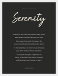Serenity Word of Intention Framed print 30x40 cm / 12x16″ White frame Carbon paper