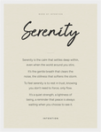 Serenity Word of Intention Framed print 30x40 cm / 12x16″ White frame Linen paper