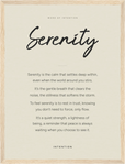 Serenity Word of Intention Framed print 30x40 cm / 12x16″ Wood frame Linen paper