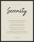 Serenity Word of Intention Framed print 40x50 cm / 16x20″ Black frame Linen paper