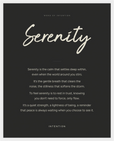Serenity Word of Intention Framed print 40x50 cm / 16x20″ White frame Carbon paper