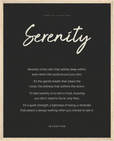 Serenity Word of Intention Framed print 40x50 cm / 16x20″ Wood frame Carbon paper