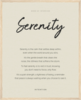 Serenity Word of Intention Framed print 40x50 cm / 16x20″ Wood frame Linen paper