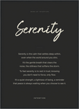 Serenity Word of Intention Framed print 50x70 cm / 20x28″ Black frame Carbon paper