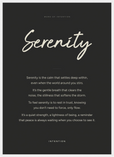Serenity Word of Intention Framed print 50x70 cm / 20x28″ White frame Carbon paper