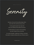 Serenity Word of Intention Framed print 60x80 cm / 24x32″ Black frame Carbon paper