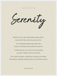 Serenity Word of Intention Framed print 60x80 cm / 24x32″ White frame Linen paper