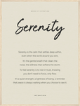 Serenity Word of Intention Framed print 60x80 cm / 24x32″ Wood frame Linen paper