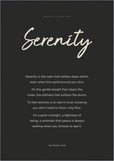 Serenity Word of Intention Framed print 70x100 cm / 28x40″ Black frame Carbon paper