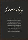 Serenity Word of Intention Framed print 70x100 cm / 28x40″ Dark wood frame Carbon paper