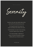 Serenity Word of Intention Framed print 70x100 cm / 28x40″ White frame Carbon paper