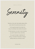 Serenity Word of Intention Framed print 70x100 cm / 28x40″ White frame Linen paper