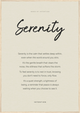 Serenity Word of Intention Framed print 70x100 cm / 28x40″ Wood frame Linen paper