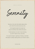 Serenity Word of Intention Framed print A1 (59.4 x 84.1 cm) Wood frame Linen paper